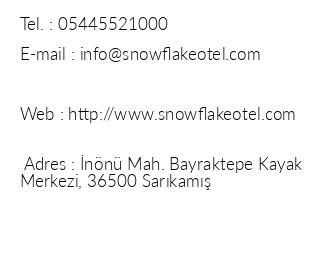 Snowflake Da Oteli iletiim bilgileri